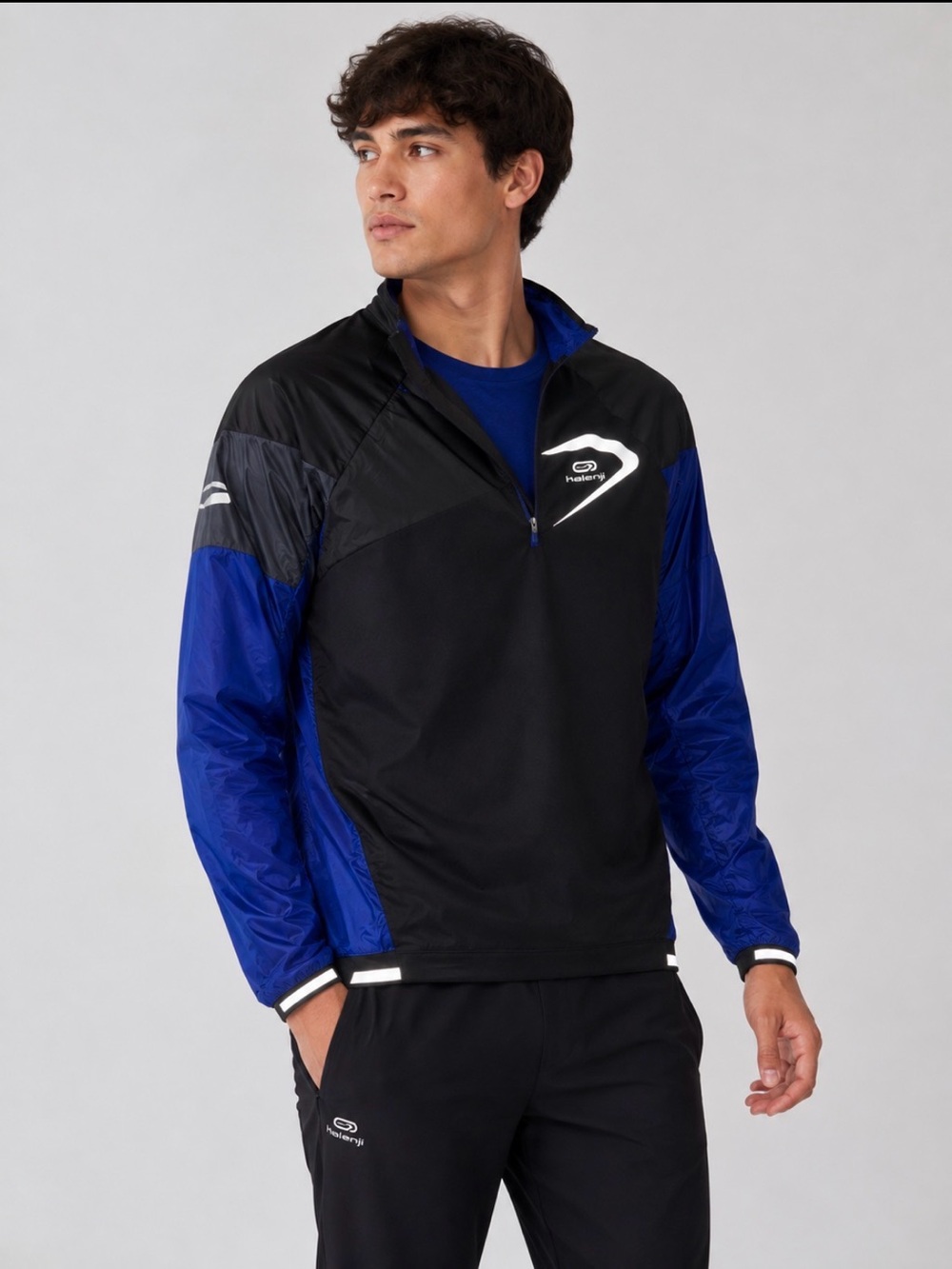 Reflective Black & Blue Windbreaker Pullover top